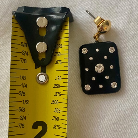 J Crew Earrings - Diamond Studded Dominoes on Black Resin Backing - Picture 5 of 6
